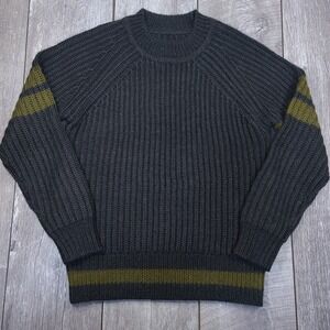 7 For All Mankind Sweater Mens Small Grey Alpaca Wool Blend Striped Ribbed Knit